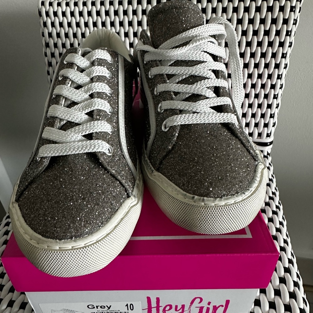 Hey Girl, by Corkey’s grey glitter sneakers. Size 10 never worn